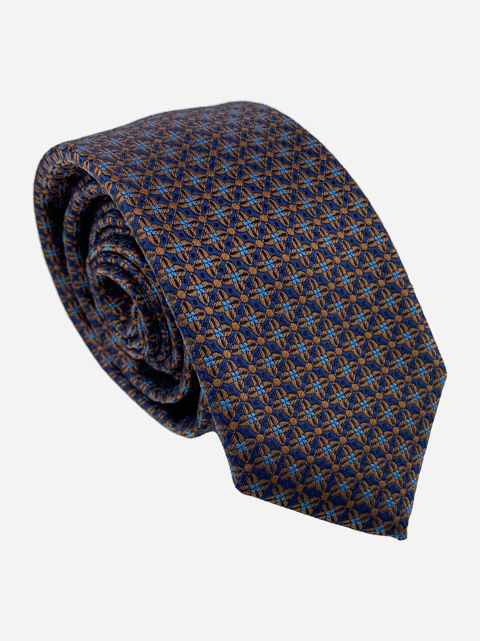 BROWN BLUE PATTERN NECKTIE