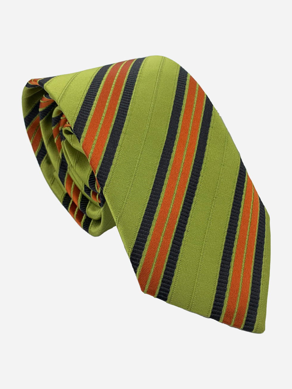 STRIPED GREEN ORANGE NECKTIE