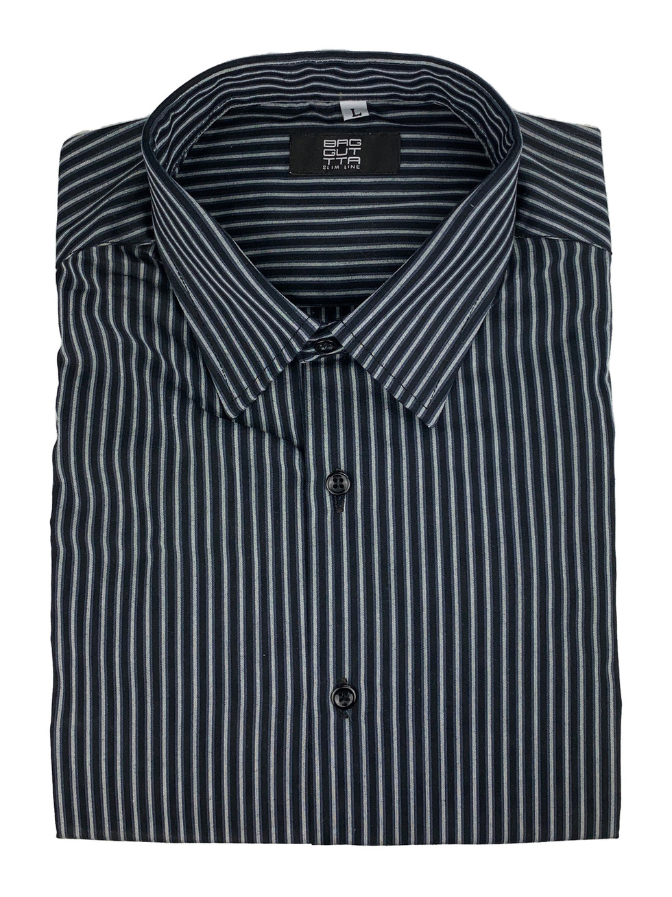 STRIPED BLACK BLUE GREY SHIRT