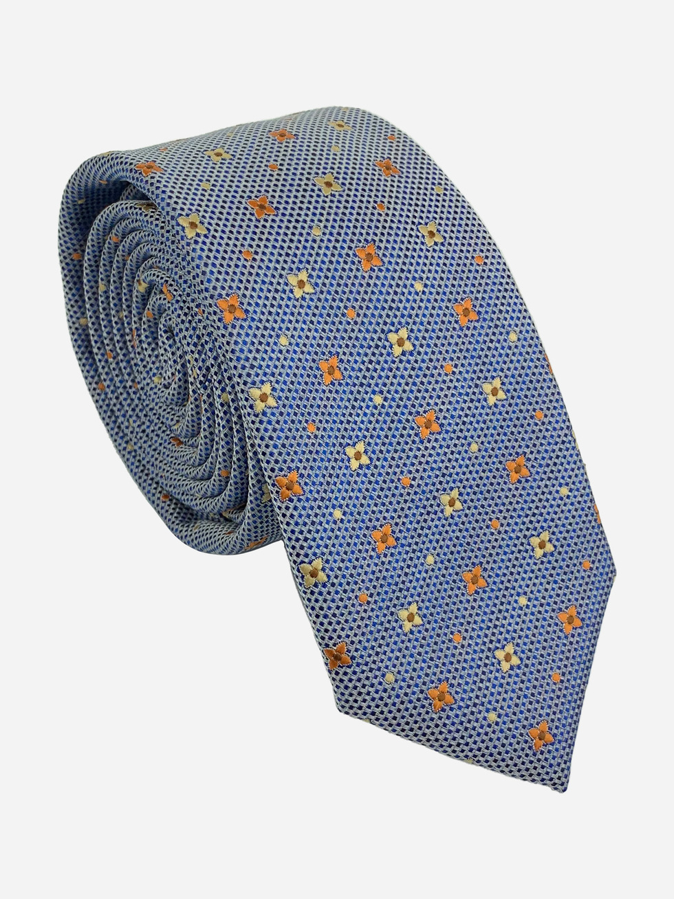 BLUE NECKTIE WITH FLOWER PATTERN