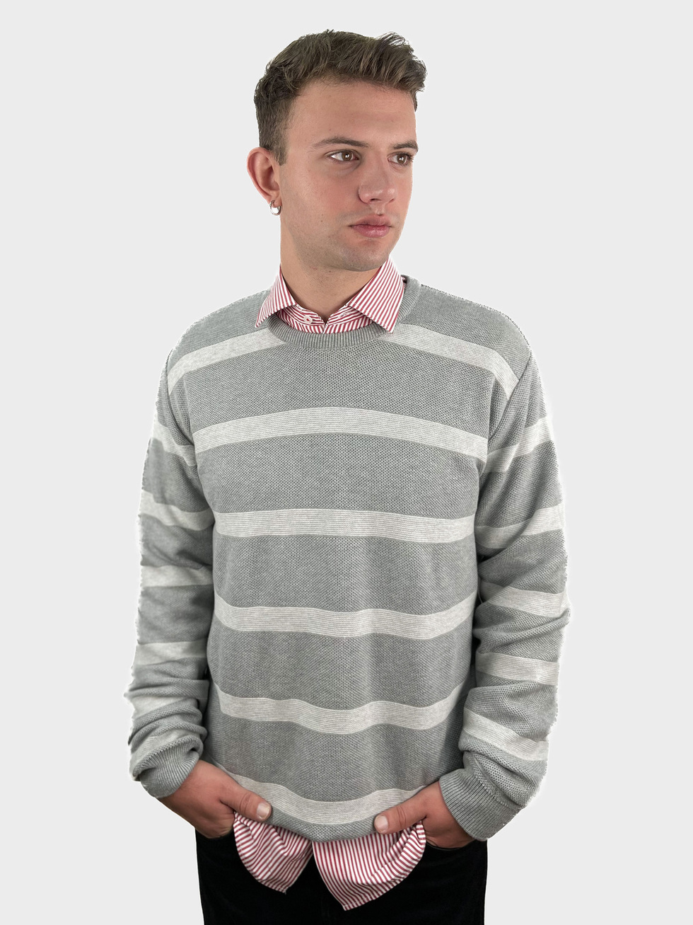 STRIPED GREY SWEATER