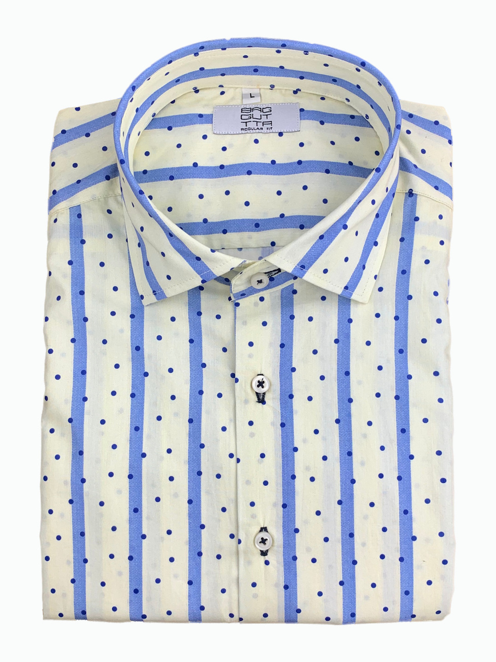 VANILLA BLUE STRIPES POLKA DOT SHIRT