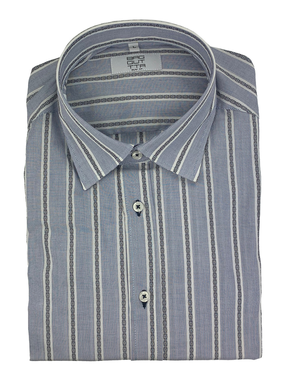 STRIPED LIGHT BLUE WHITE SHIRT WITH PATTERN