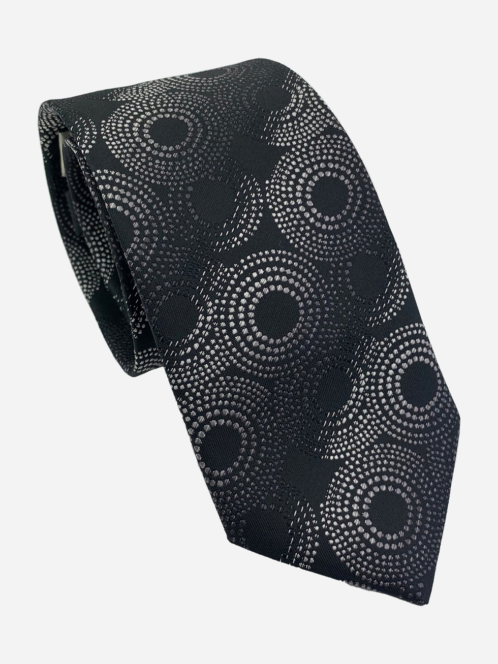 BLACK NECKTIE WOVEN CIRCLES