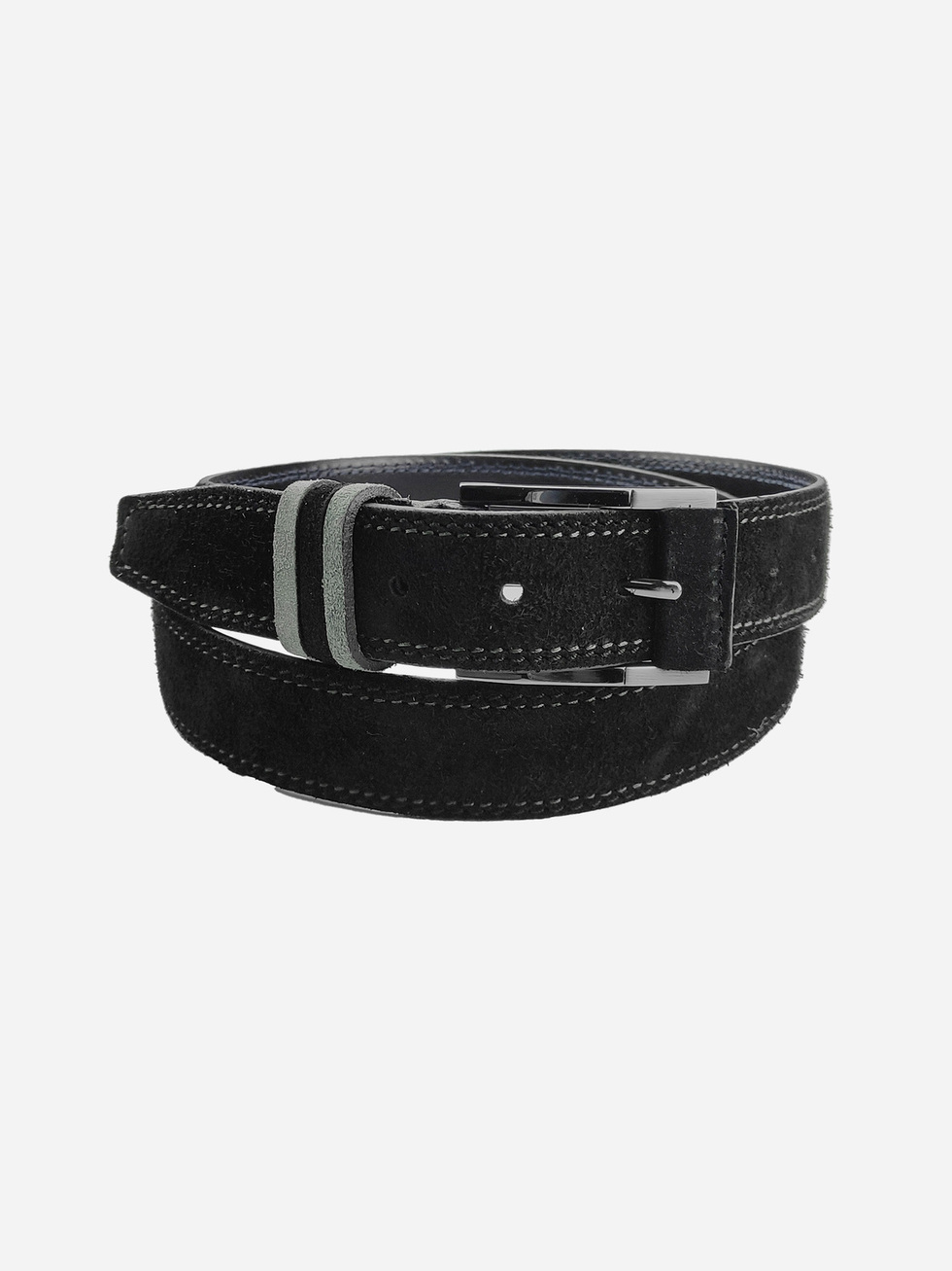 BLACK LEATHER SUEDE BELT 3.5 CM