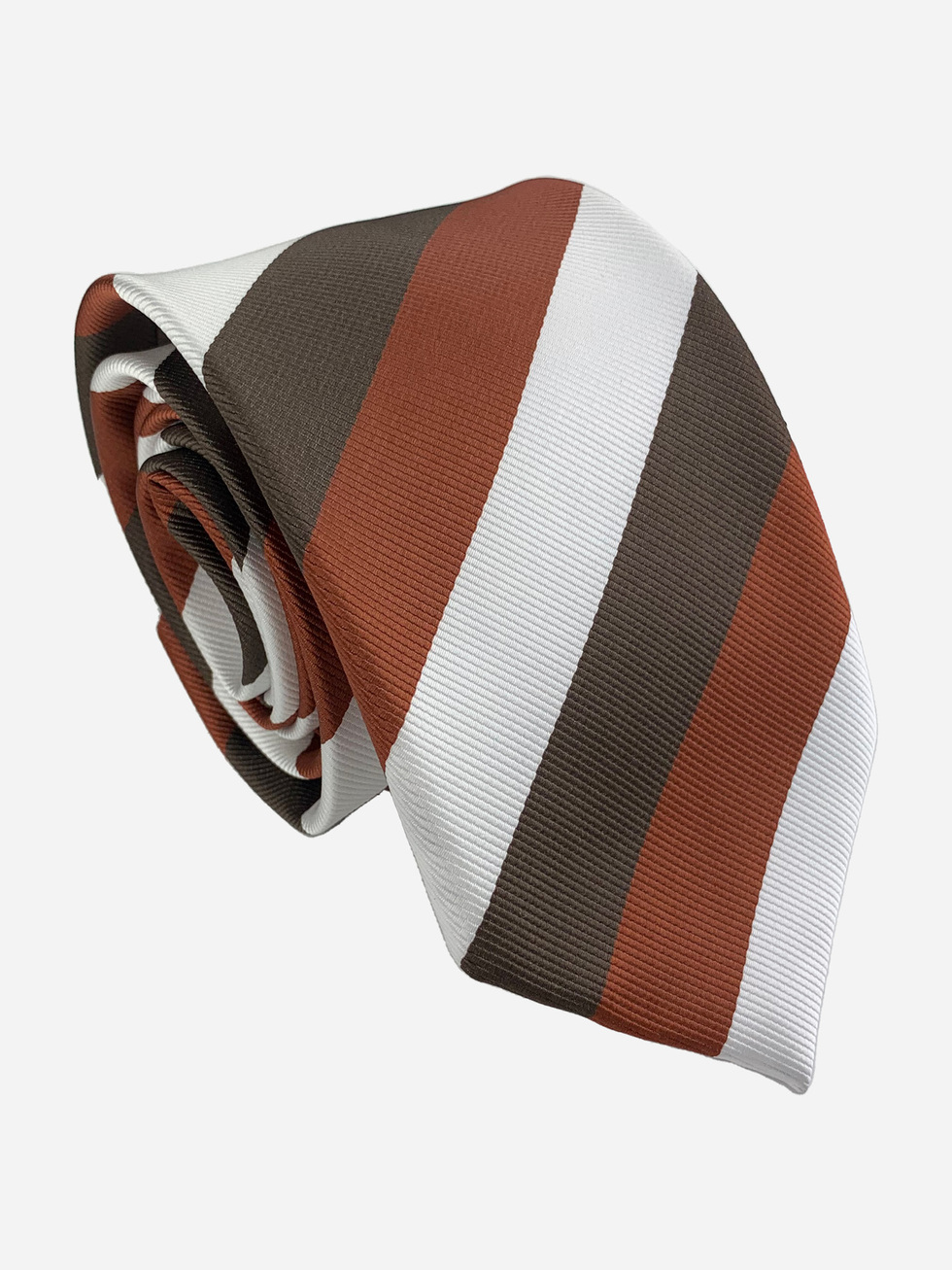 STRIPED BROWN WHITE NECKTIE