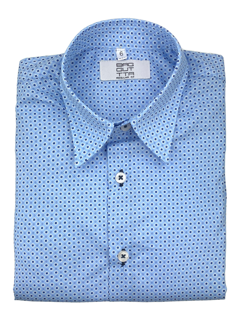 LIGHT BLUE KIDS SHIRT BLUE-WHITE PATTERN