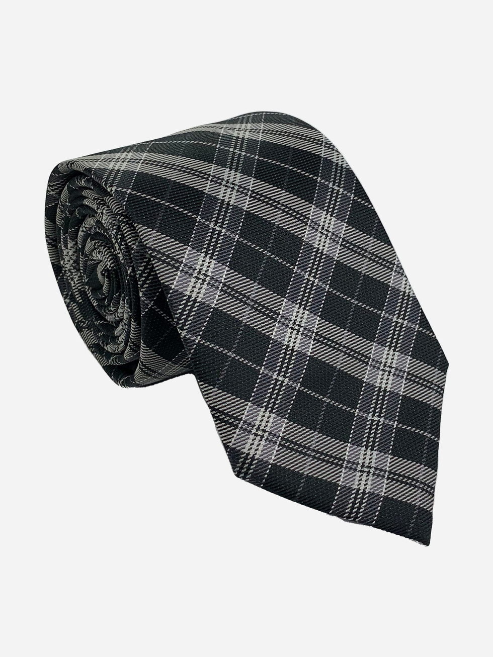 PLAID BLACK GREY NECKTIE