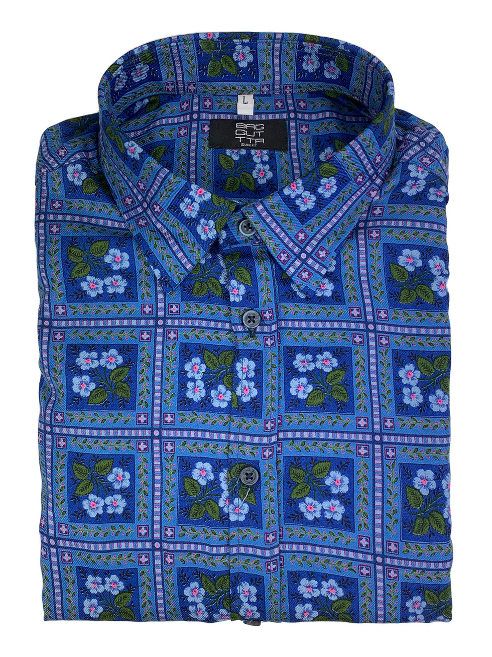 BLUE FLOWER PATTERN SHIRT