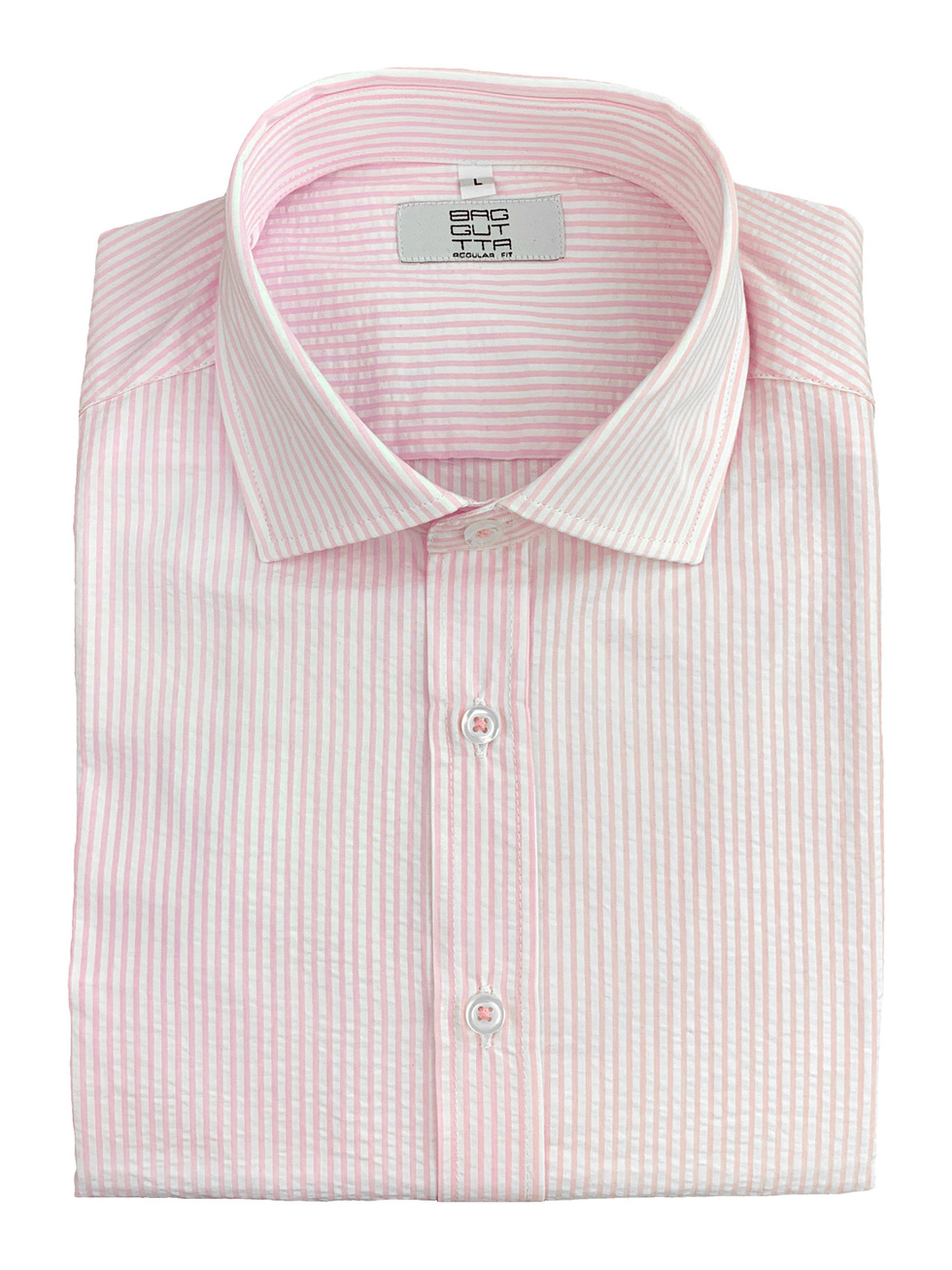 STRIPED WHITE-PINK SEERSUCKER SHIRT