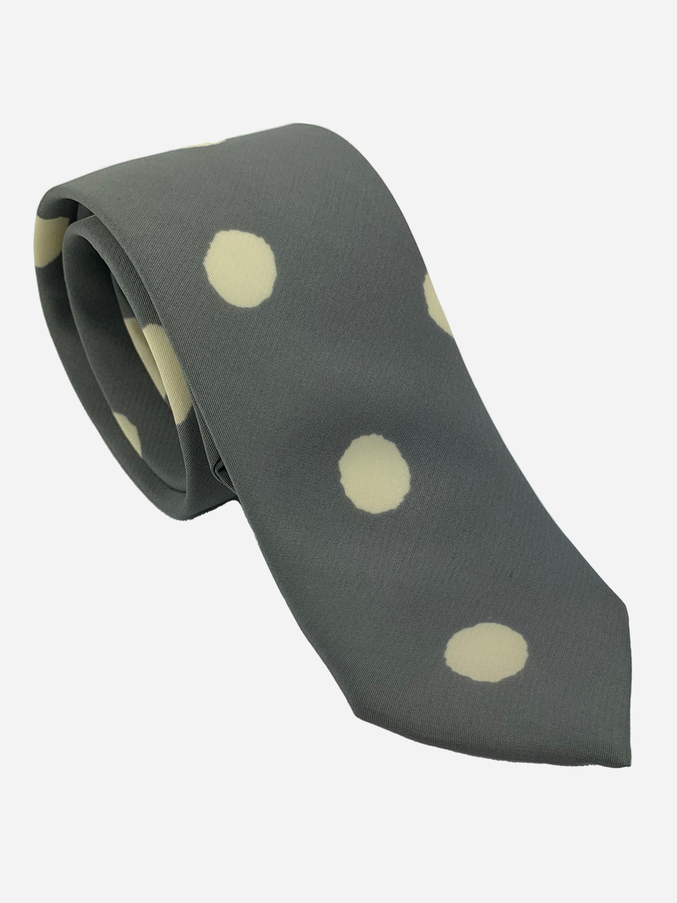 GRAY NECKTIE WITH POLKA DOTS