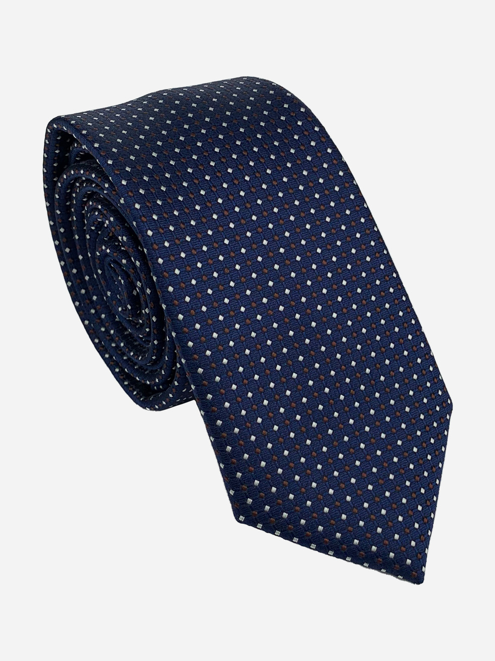 BLUE NECKTIE WITH BROWN WHITE PATTERN